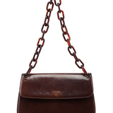 Prada Brown Madras Swing Chain Shoulder Bag