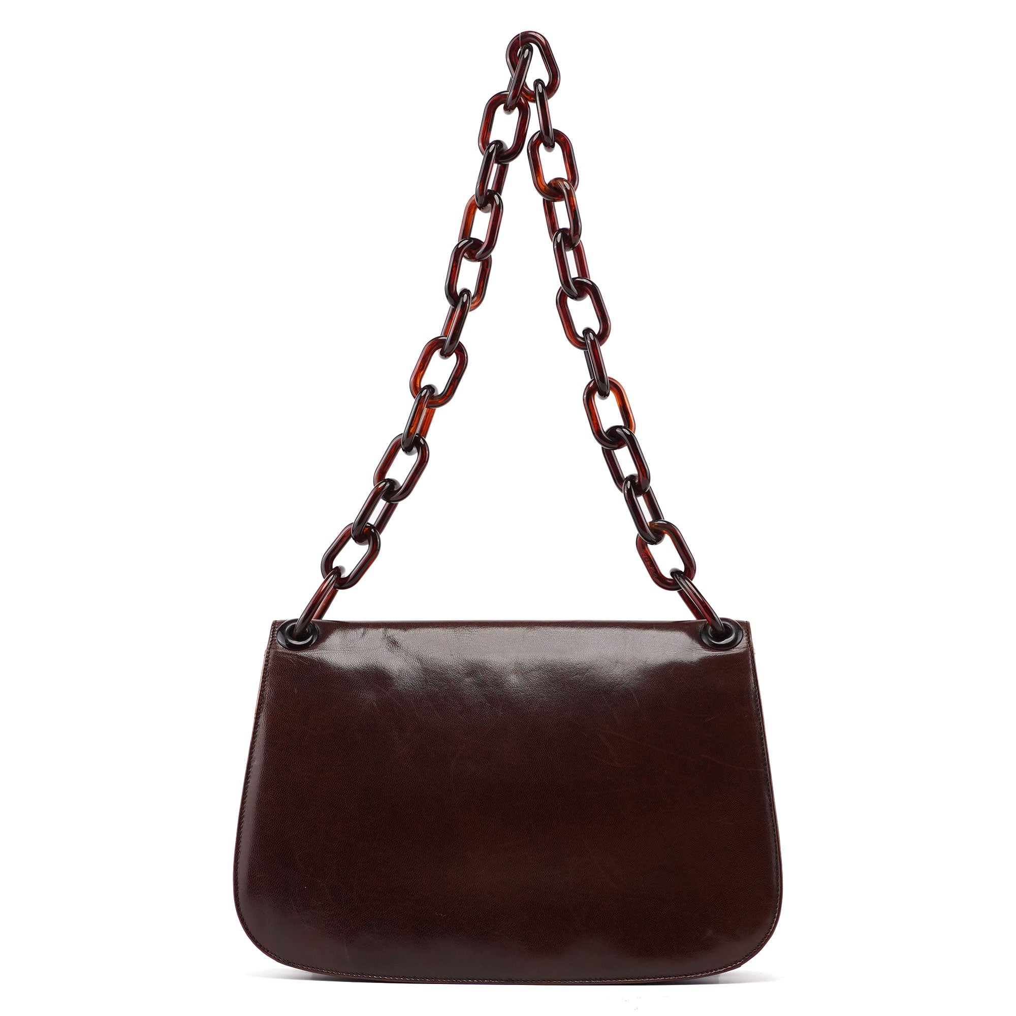 Prada Brown Madras Swing Chain Shoulder Bag