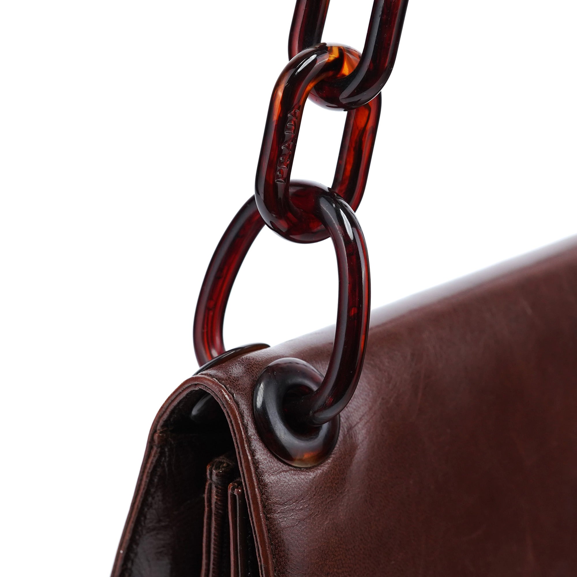 Prada Brown Madras Swing Chain Shoulder Bag