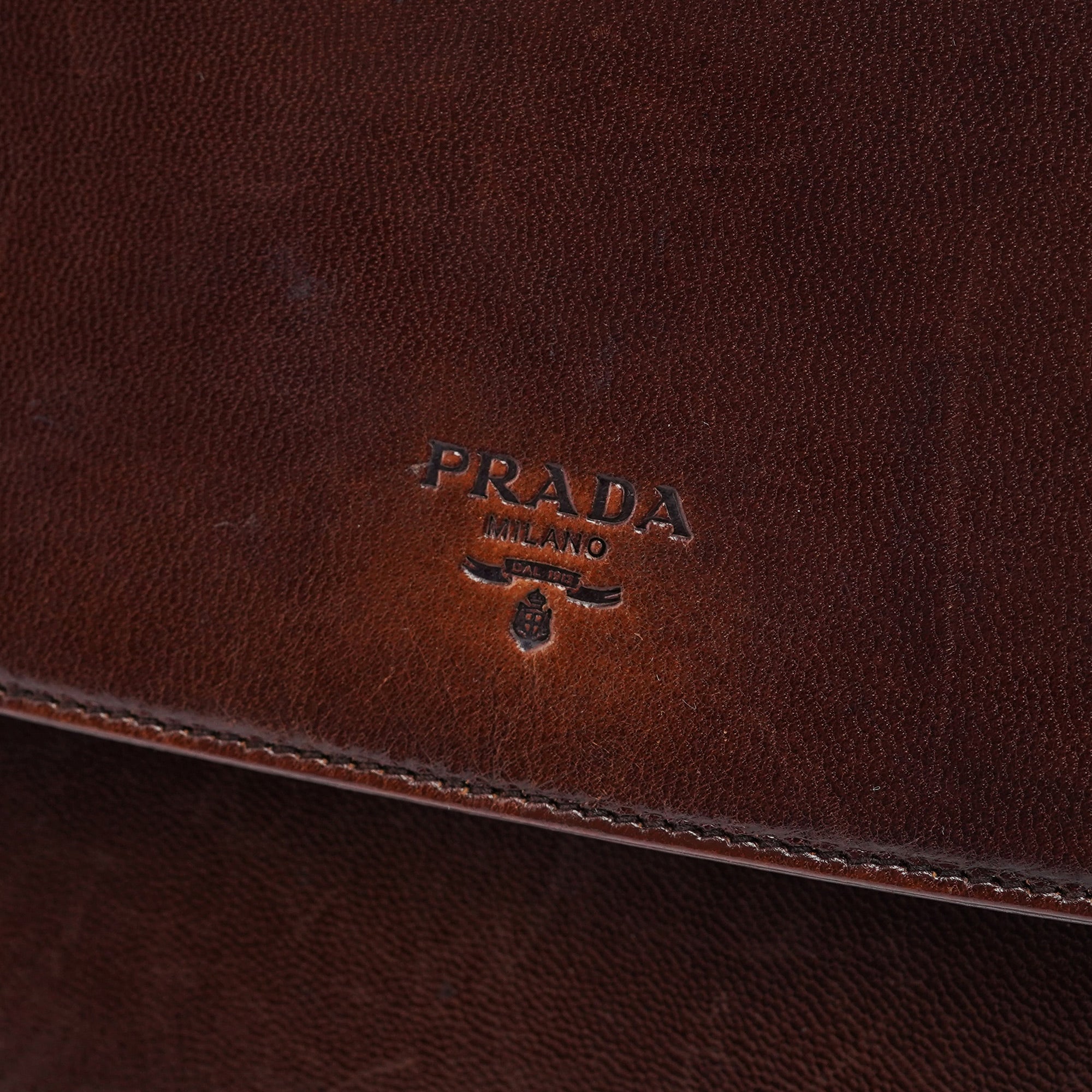 Prada Brown Madras Swing Chain Shoulder Bag