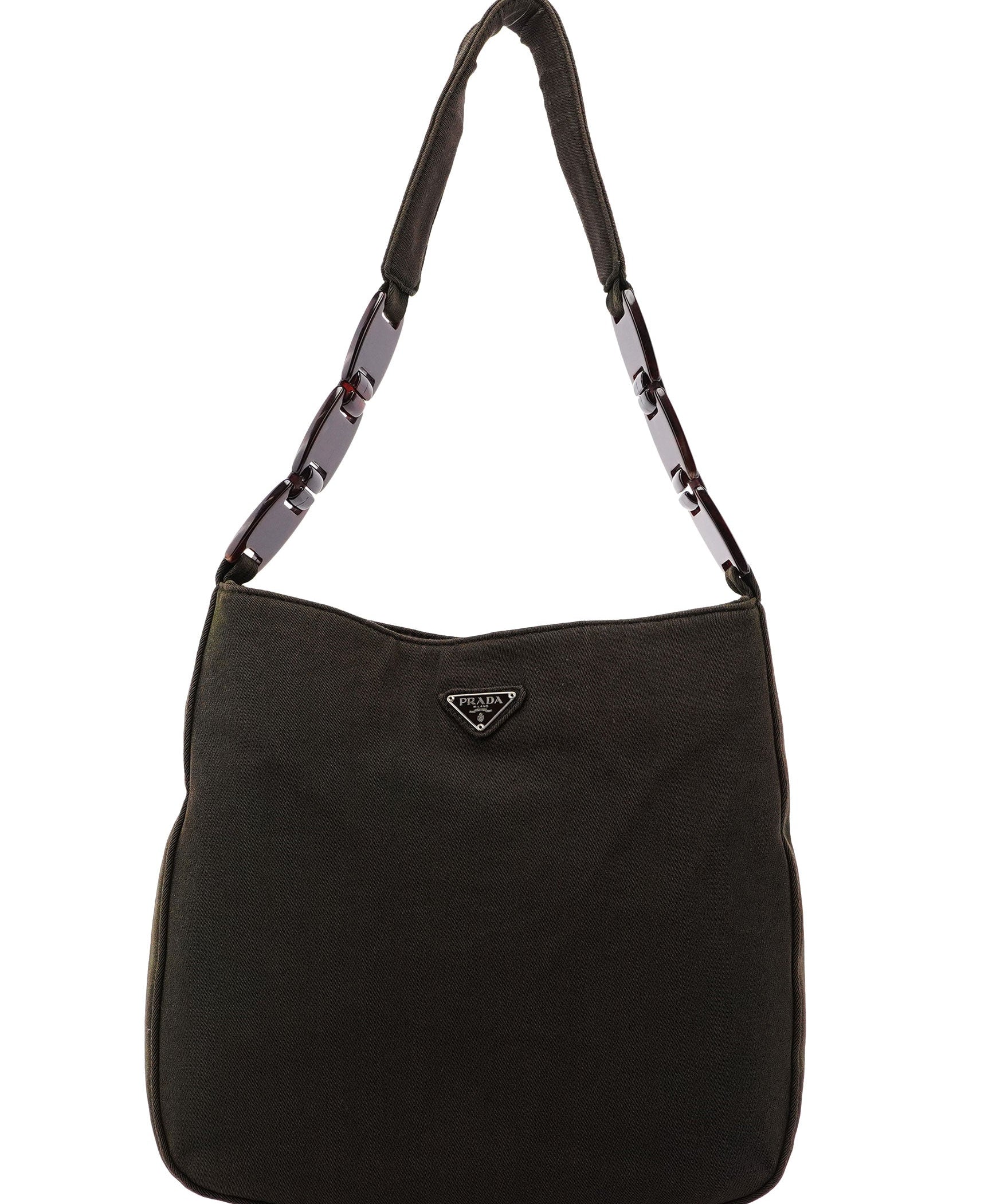 Prada Brown Mesh Plastic Chain Shoulder Bag