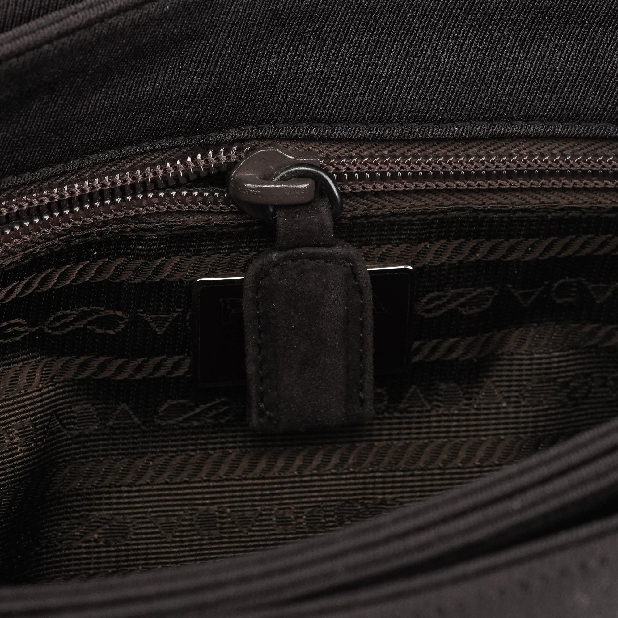 Prada Brown Nylon Mesh Suede Tote Bag