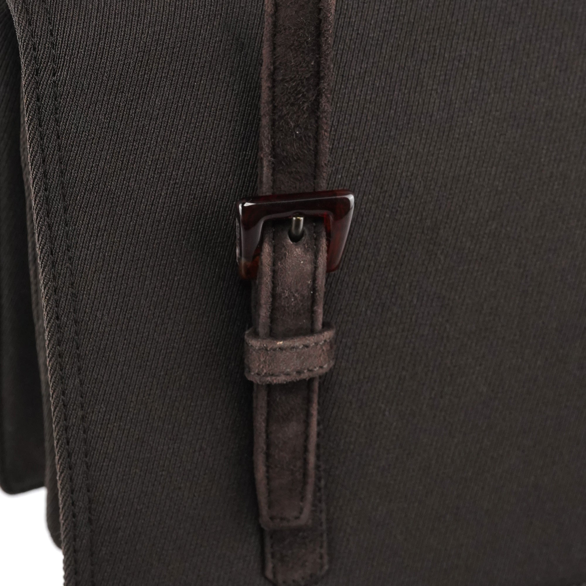 Prada Brown Nylon Mesh Suede Tote Bag