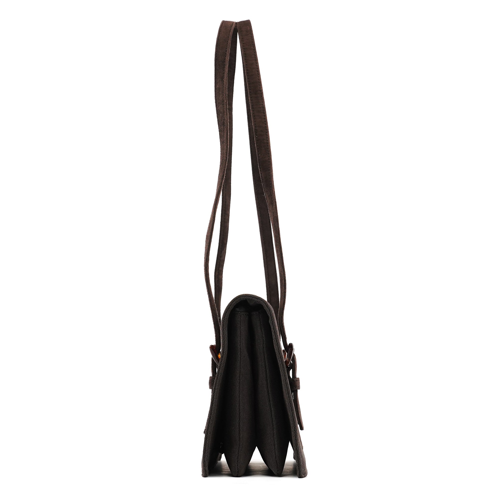 Prada Brown Nylon Mesh Suede Tote Bag