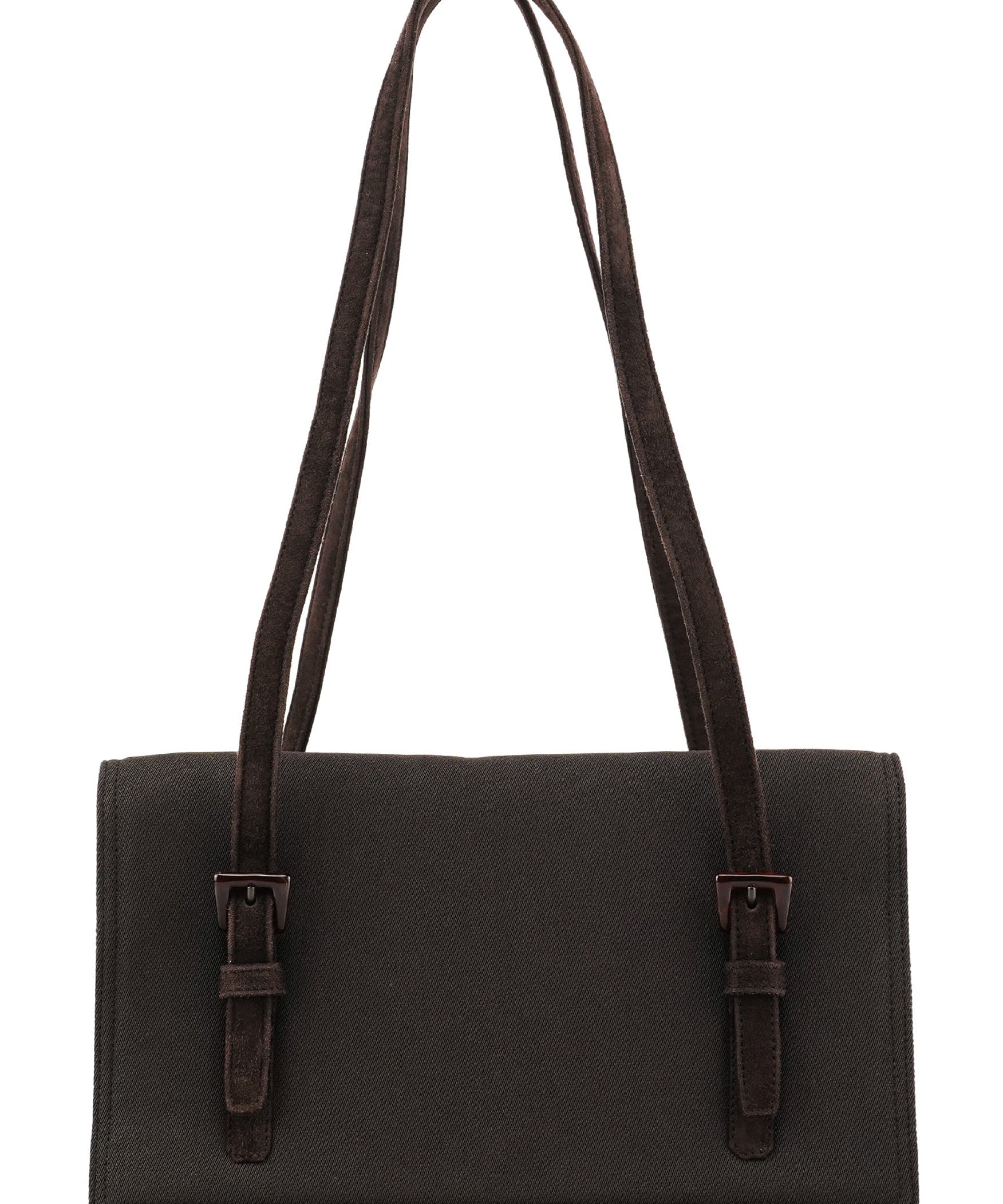 Prada Brown Nylon Mesh Suede Tote Bag