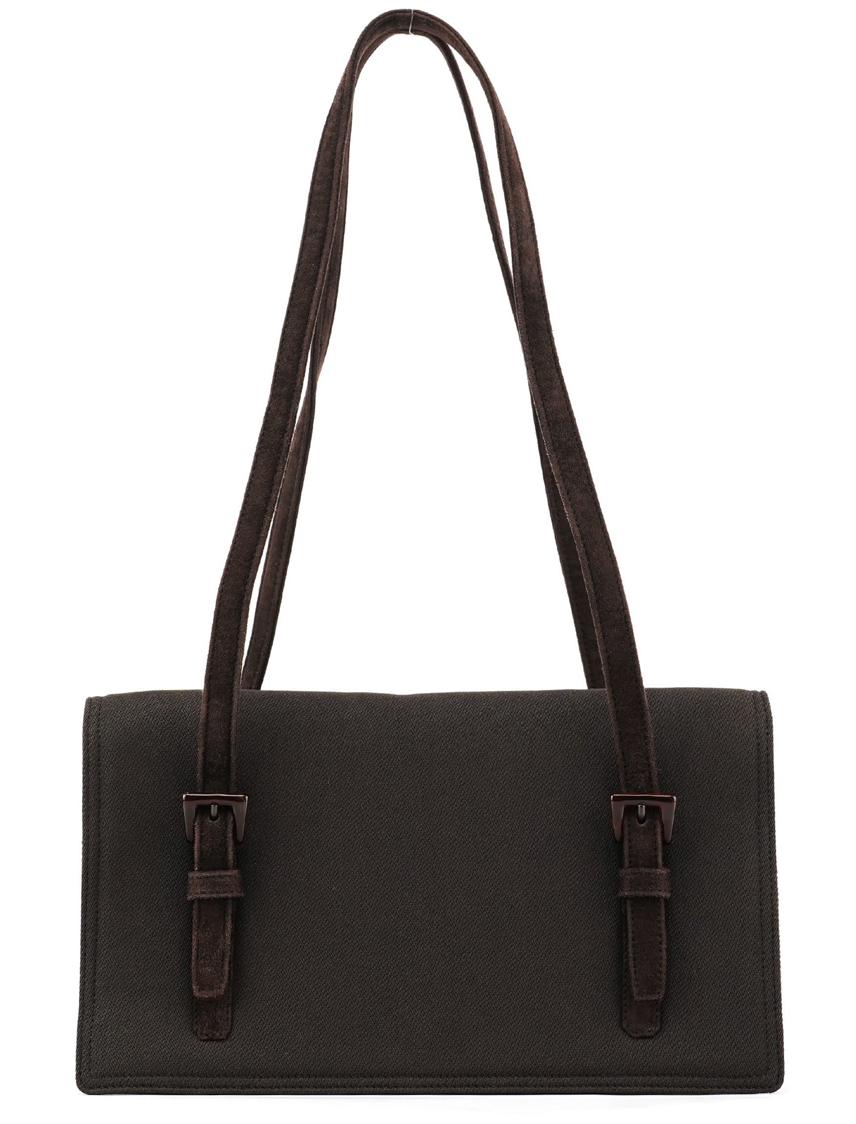 Prada Brown Nylon Mesh Suede Tote Bag