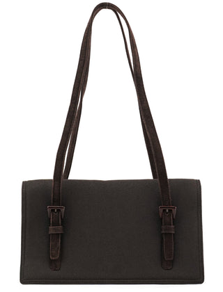 Prada Brown Nylon Mesh Suede Tote Bag