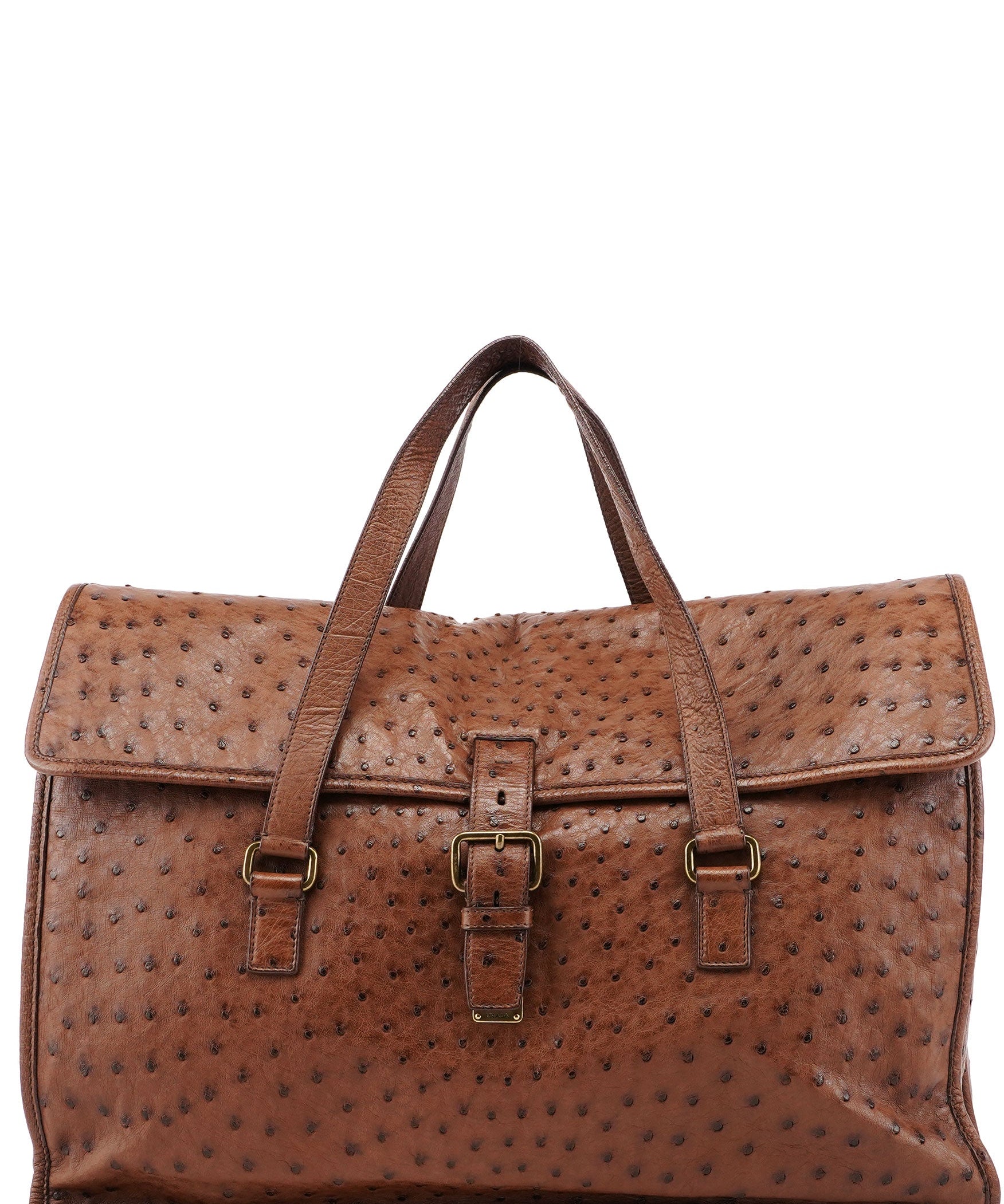 Prada Brown Ostrich Leather Tote