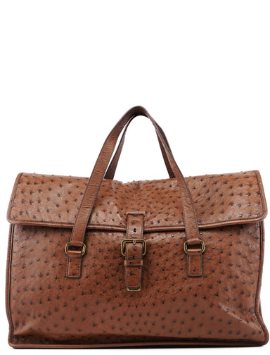 Prada Brown Ostrich Leather Tote