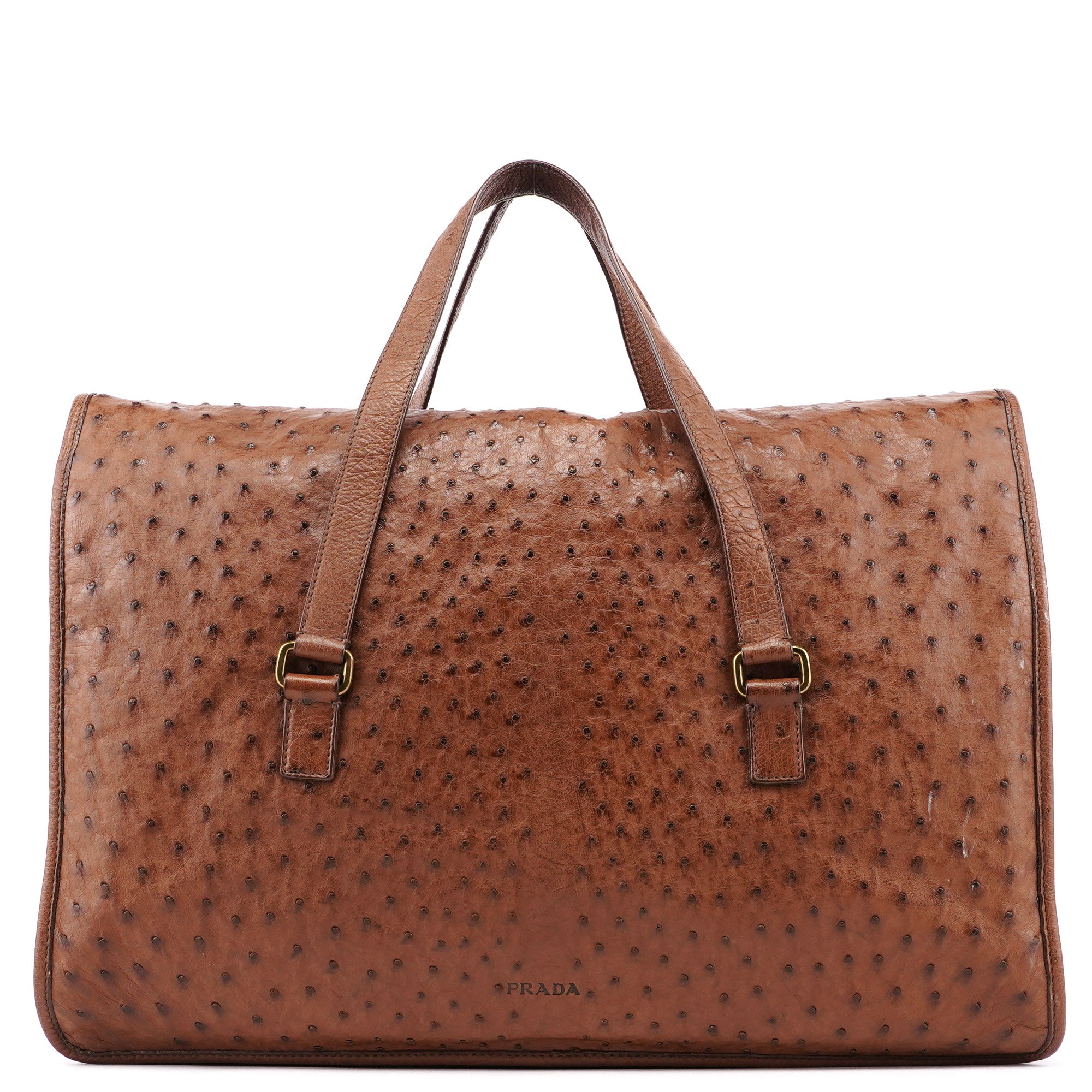 Prada Brown Ostrich Leather Tote