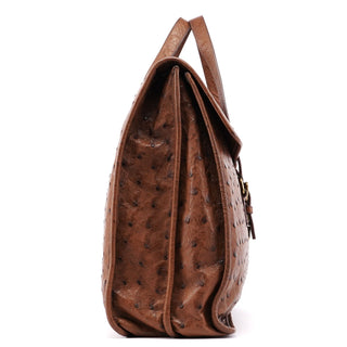 Prada Brown Ostrich Leather Tote