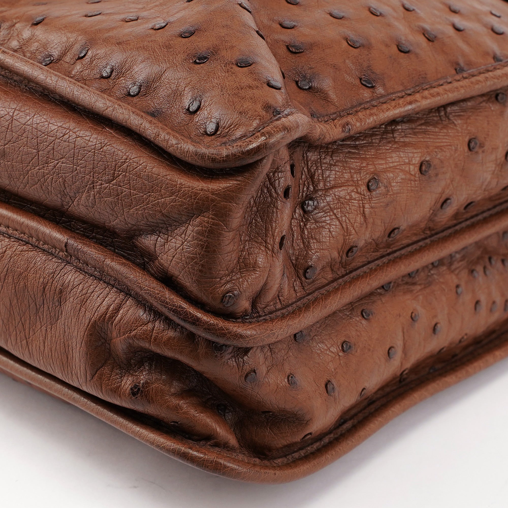 Prada Brown Ostrich Leather Tote