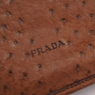 Prada Brown Ostrich Leather Tote