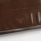 Prada Brown Patent Leather Embossed Chain Shoulder Bag