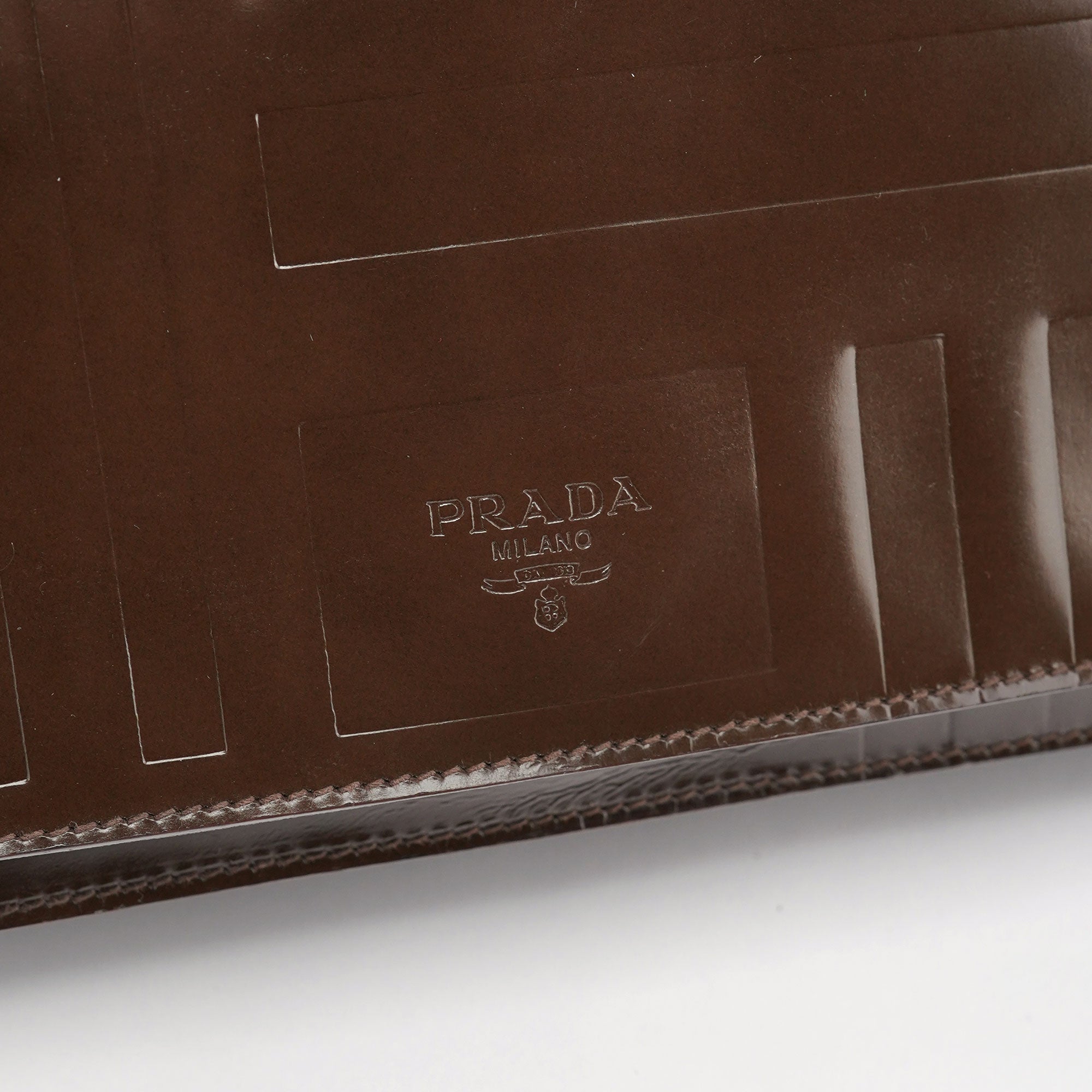 Prada Brown Patent Leather Embossed Chain Shoulder Bag