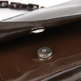 Prada Brown Patent Leather Embossed Chain Shoulder Bag