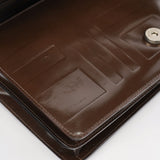 Prada Brown Patent Leather Embossed Chain Shoulder Bag