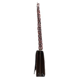 Prada Brown Patent Leather Embossed Chain Shoulder Bag