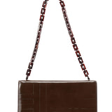 Prada Brown Patent Leather Embossed Chain Shoulder Bag