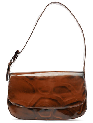 Prada Brown Patent Leather Stampa Girafa Shoulder Bag