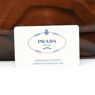Prada Brown Patent Leather Stampa Girafa Shoulder Bag
