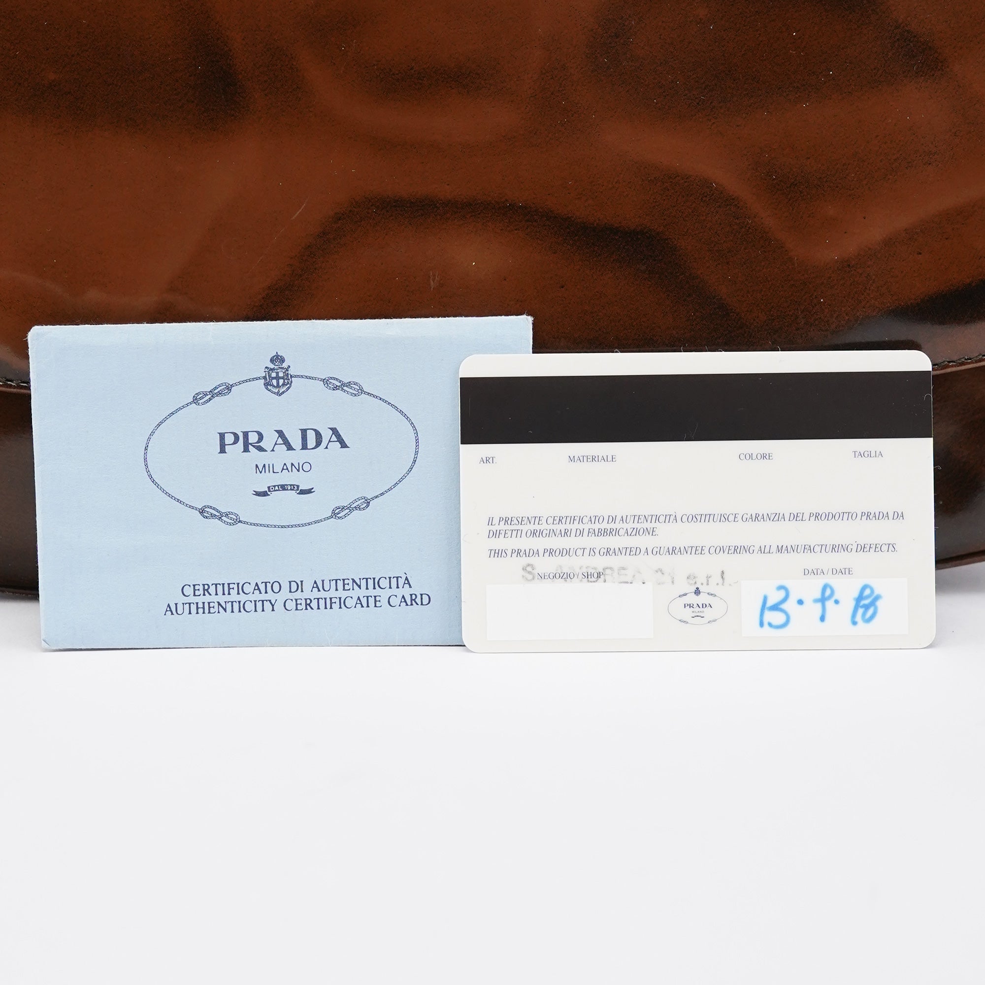 Prada Brown Patent Leather Stampa Girafa Shoulder Bag