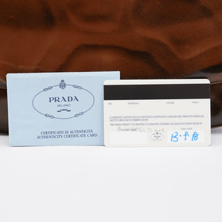 Prada Brown Patent Leather Stampa Girafa Shoulder Bag