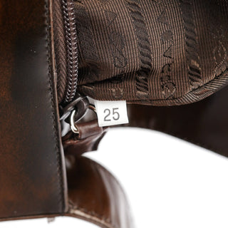 Prada Brown Patent Leather Stampa Girafa Shoulder Bag