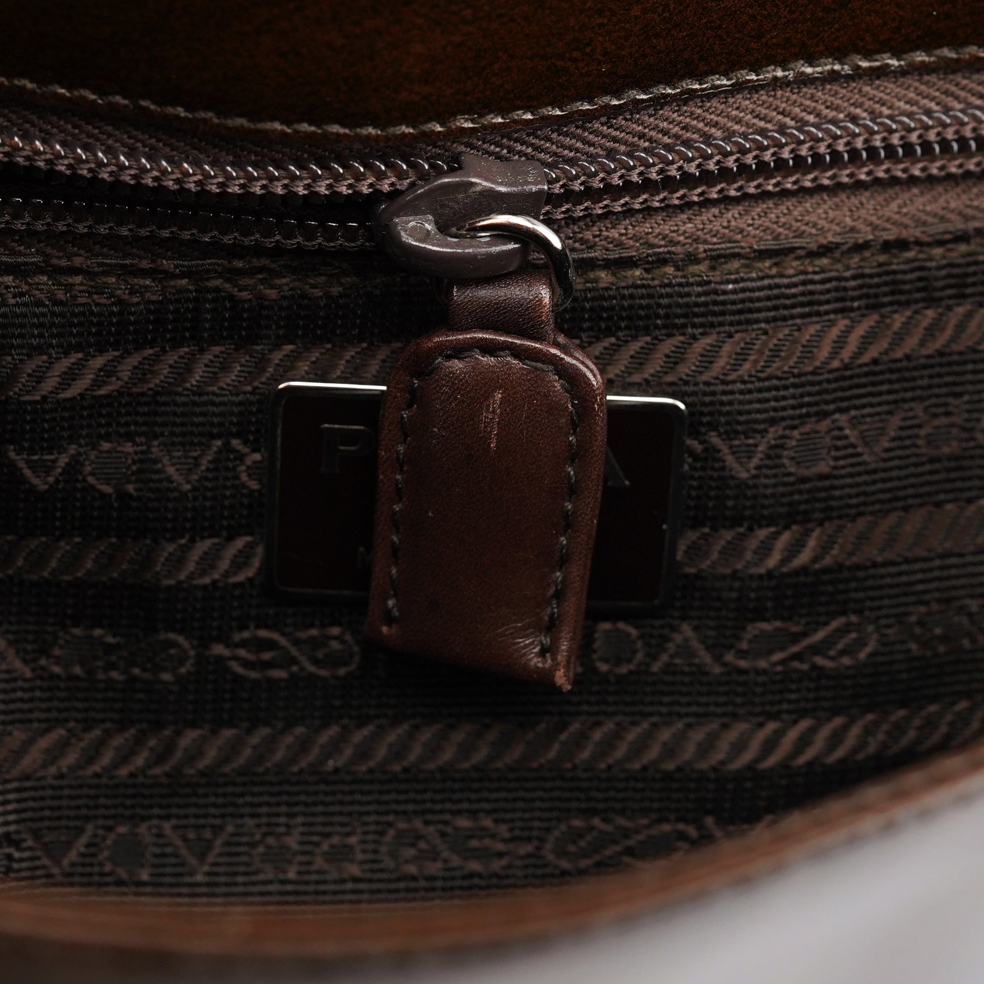Prada Brown Patent Leather Stampa Girafa Shoulder Bag