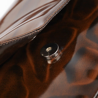Prada Brown Patent Leather Stampa Girafa Shoulder Bag