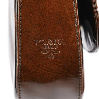 Prada Brown Patent Leather Stampa Girafa Shoulder Bag