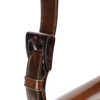 Prada Brown Patent Leather Stampa Girafa Shoulder Bag