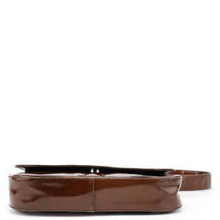 Prada Brown Patent Leather Stampa Girafa Shoulder Bag