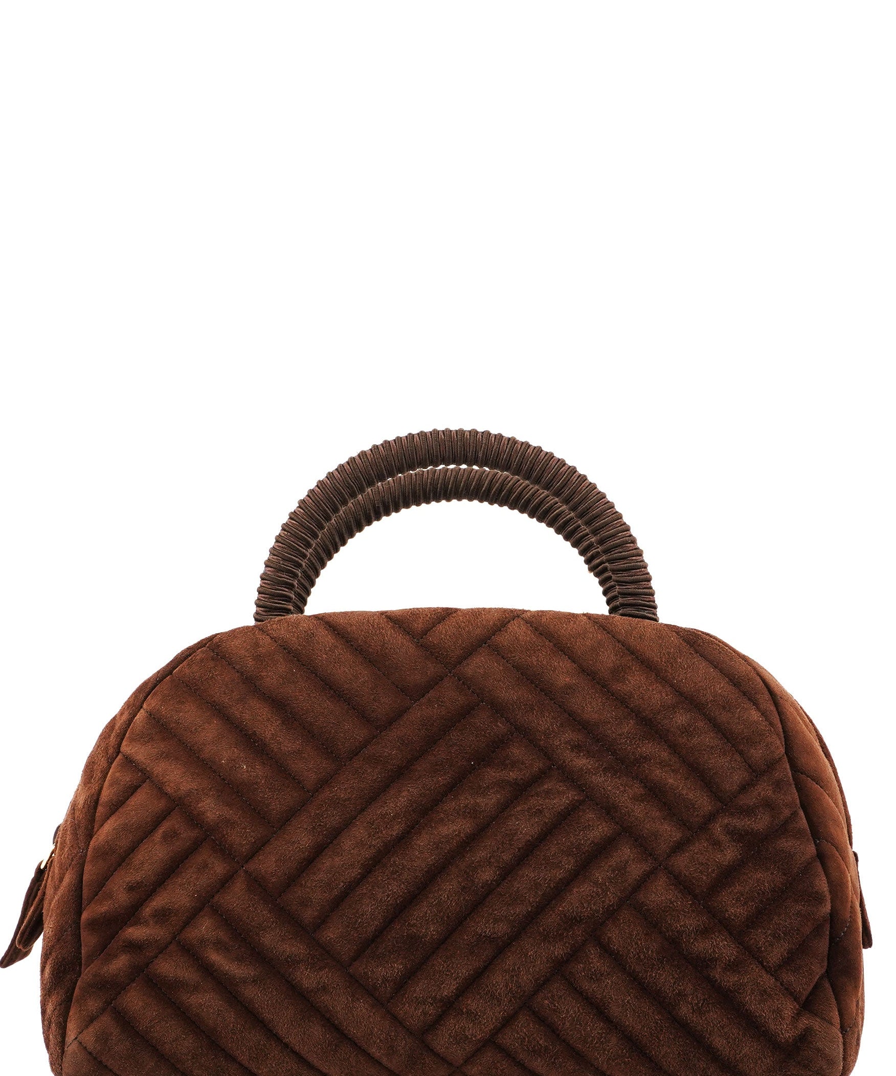 Prada Brown Quilted Suede Handbag