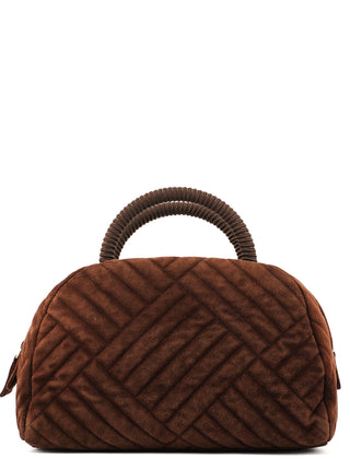 Prada Brown Quilted Suede Handbag