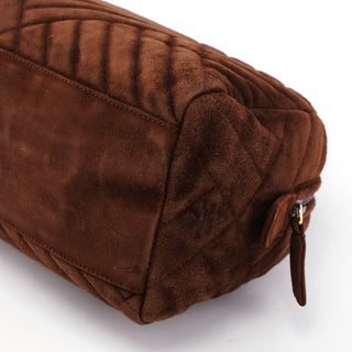 Prada Brown Quilted Suede Handbag