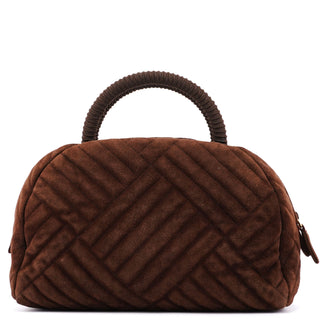 Prada Brown Quilted Suede Handbag