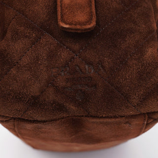 Prada Brown Quilted Suede Handbag