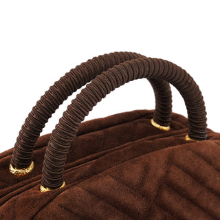 Prada Brown Quilted Suede Handbag