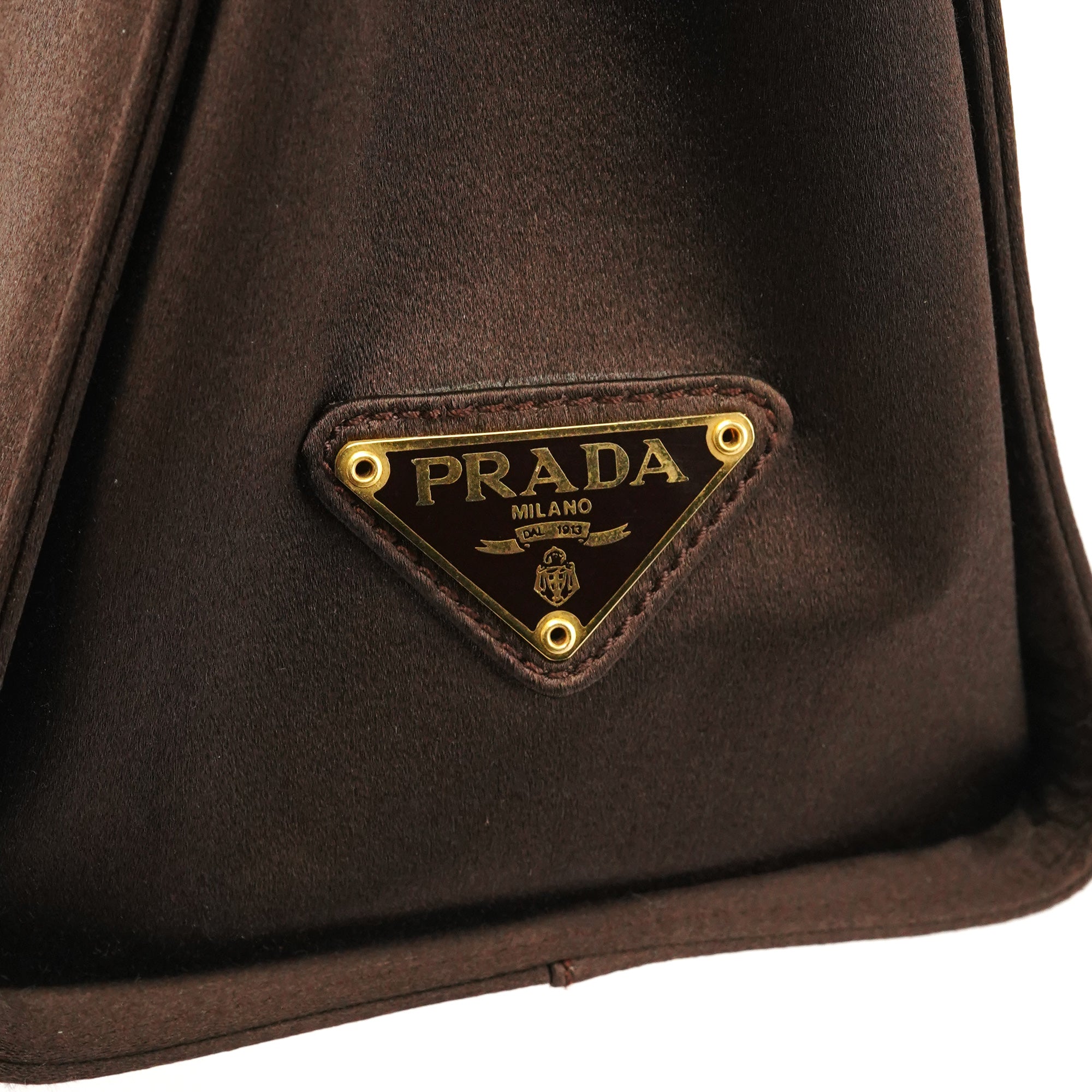 Prada Brown Raso Satin Top Handle Bag