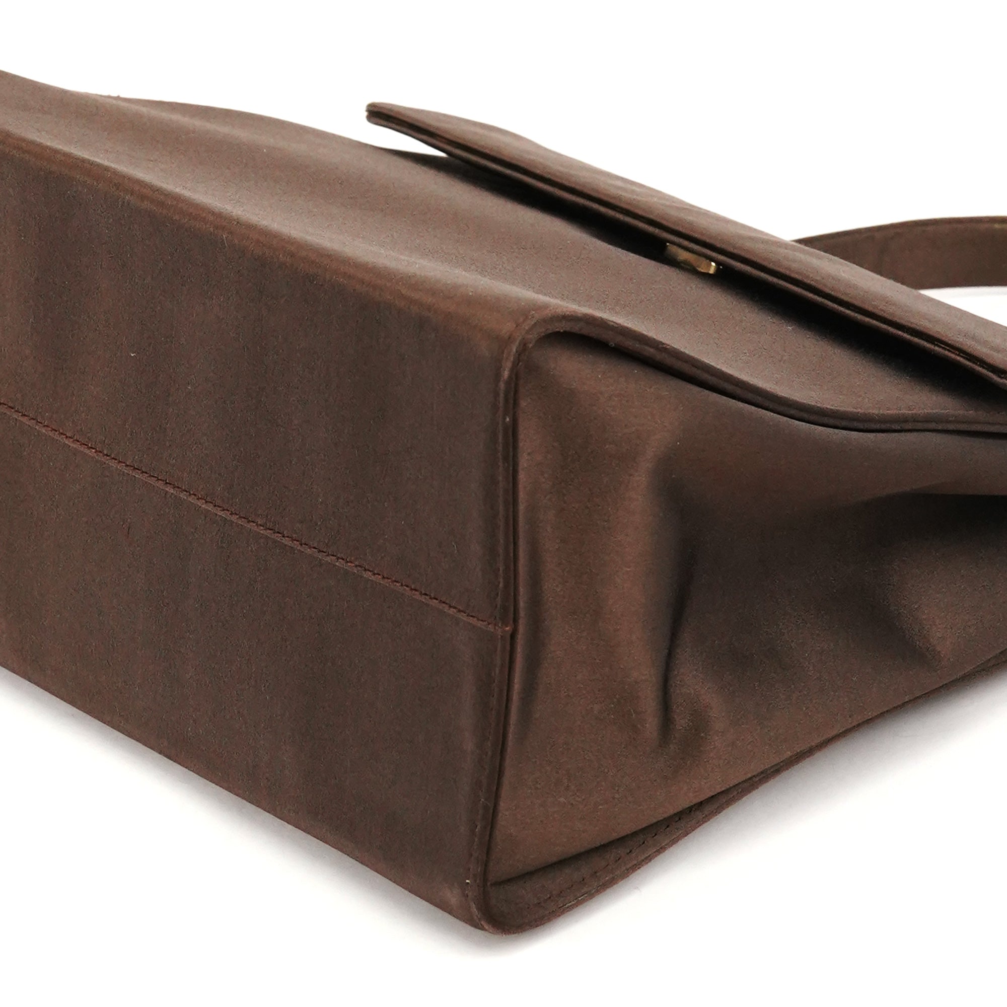 Prada Brown Raso Satin Top Handle Bag
