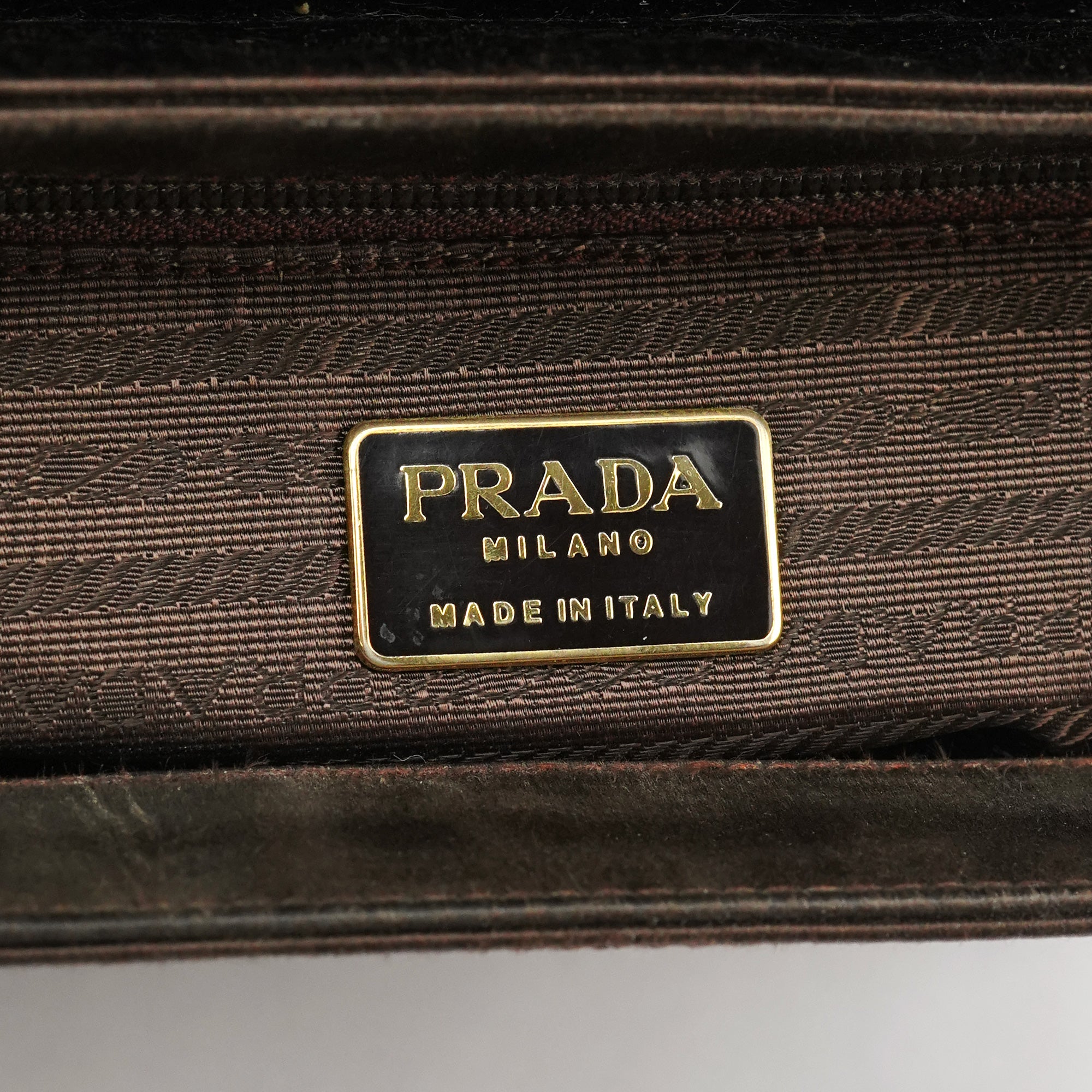 Prada Brown Raso Satin Top Handle Bag