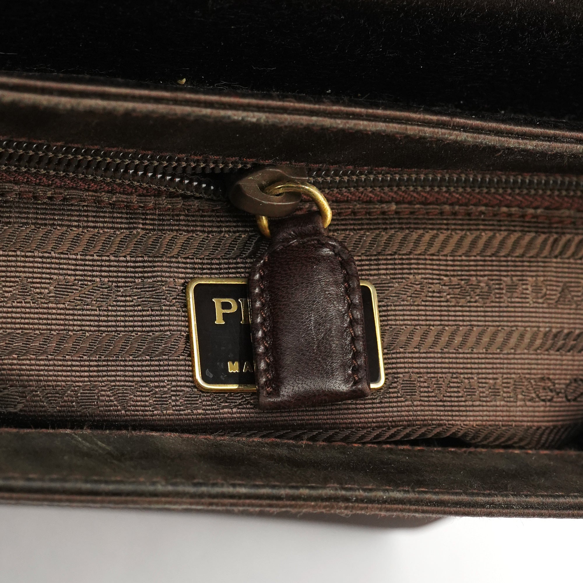Prada Brown Raso Satin Top Handle Bag