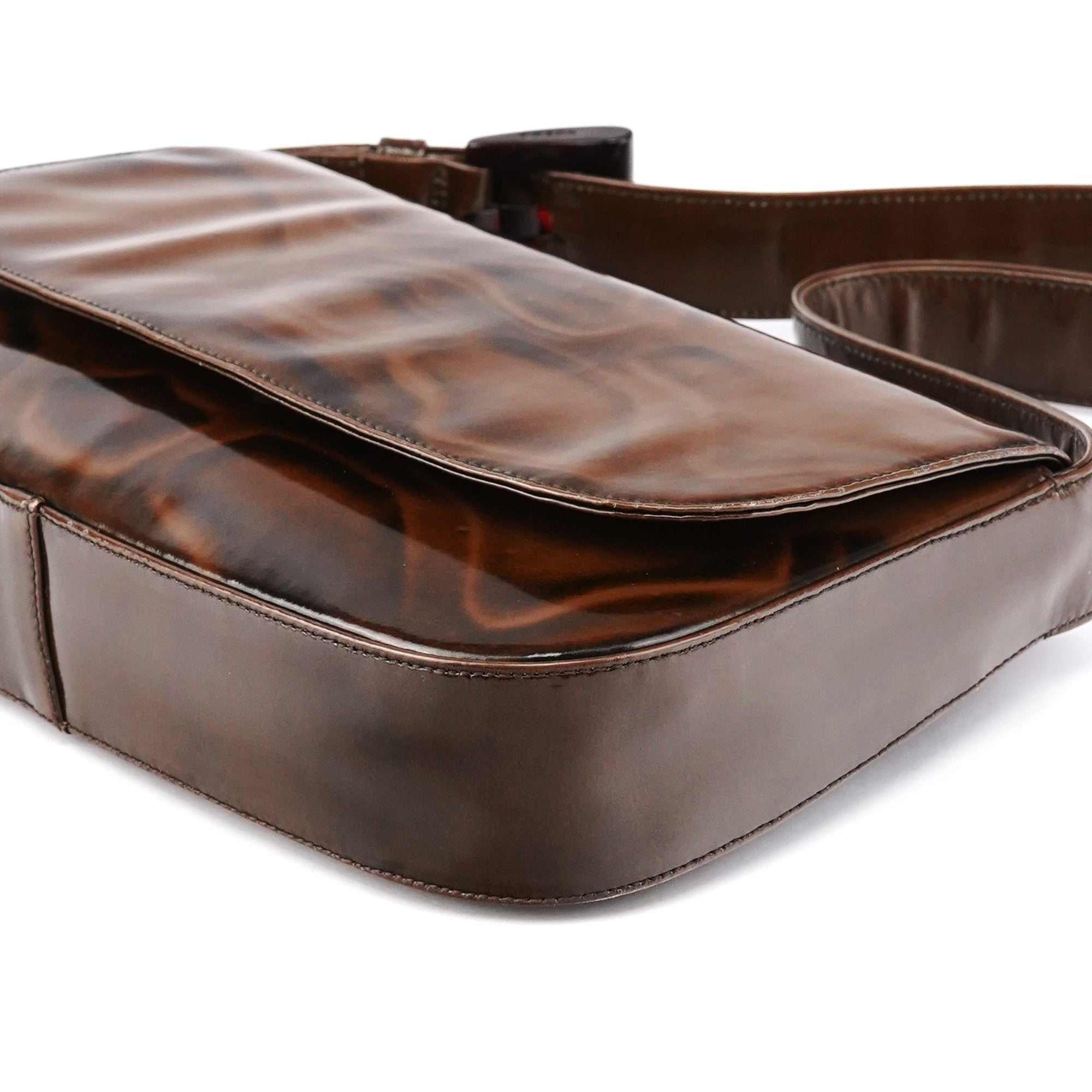 Prada Sac porté épaule Spazzolato Girafo en cuir verni marron