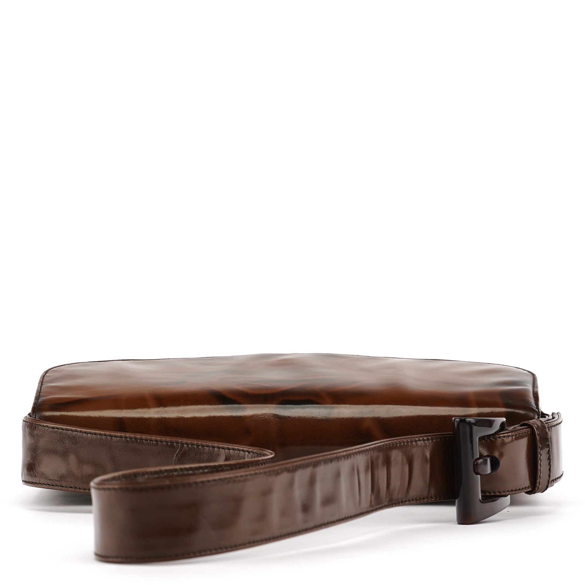 Prada Sac porté épaule Spazzolato Girafo en cuir verni marron