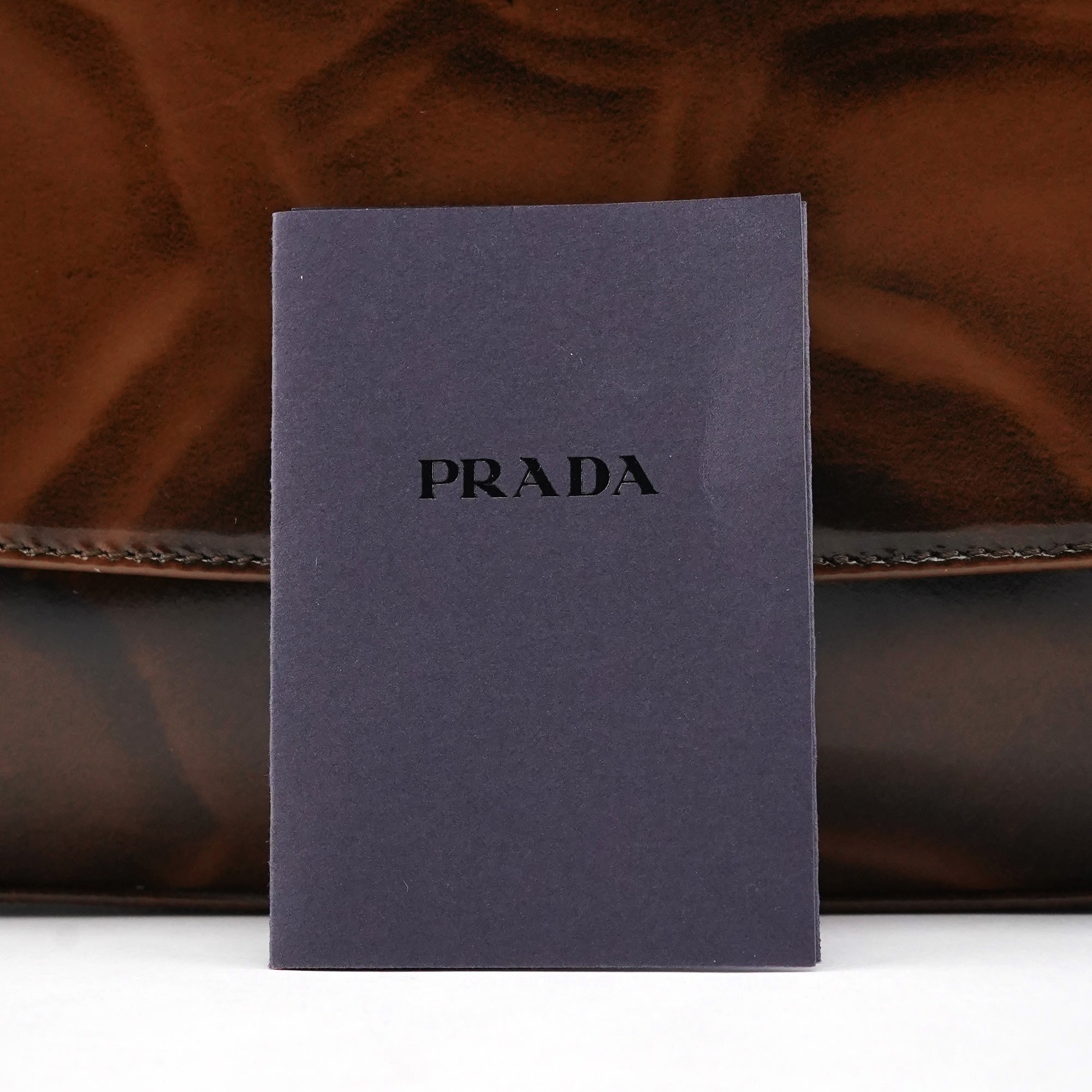 Prada Sac porté épaule Spazzolato Girafo en cuir verni marron