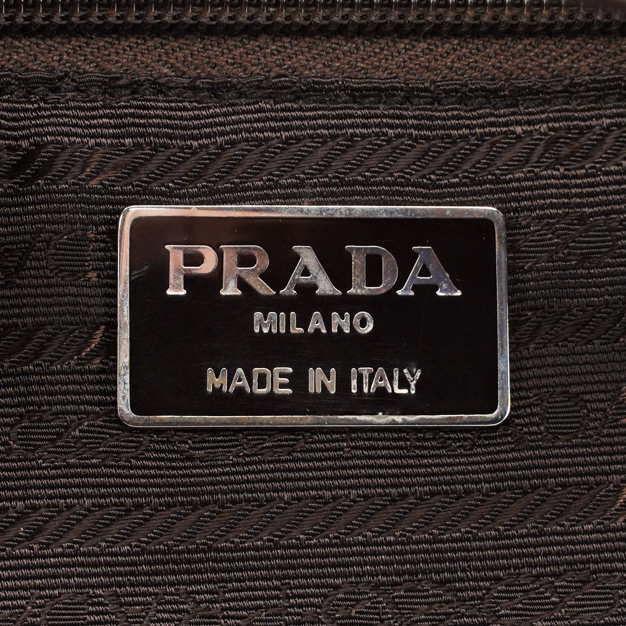 Prada Sac à main Spazzolato en cuir verni marron