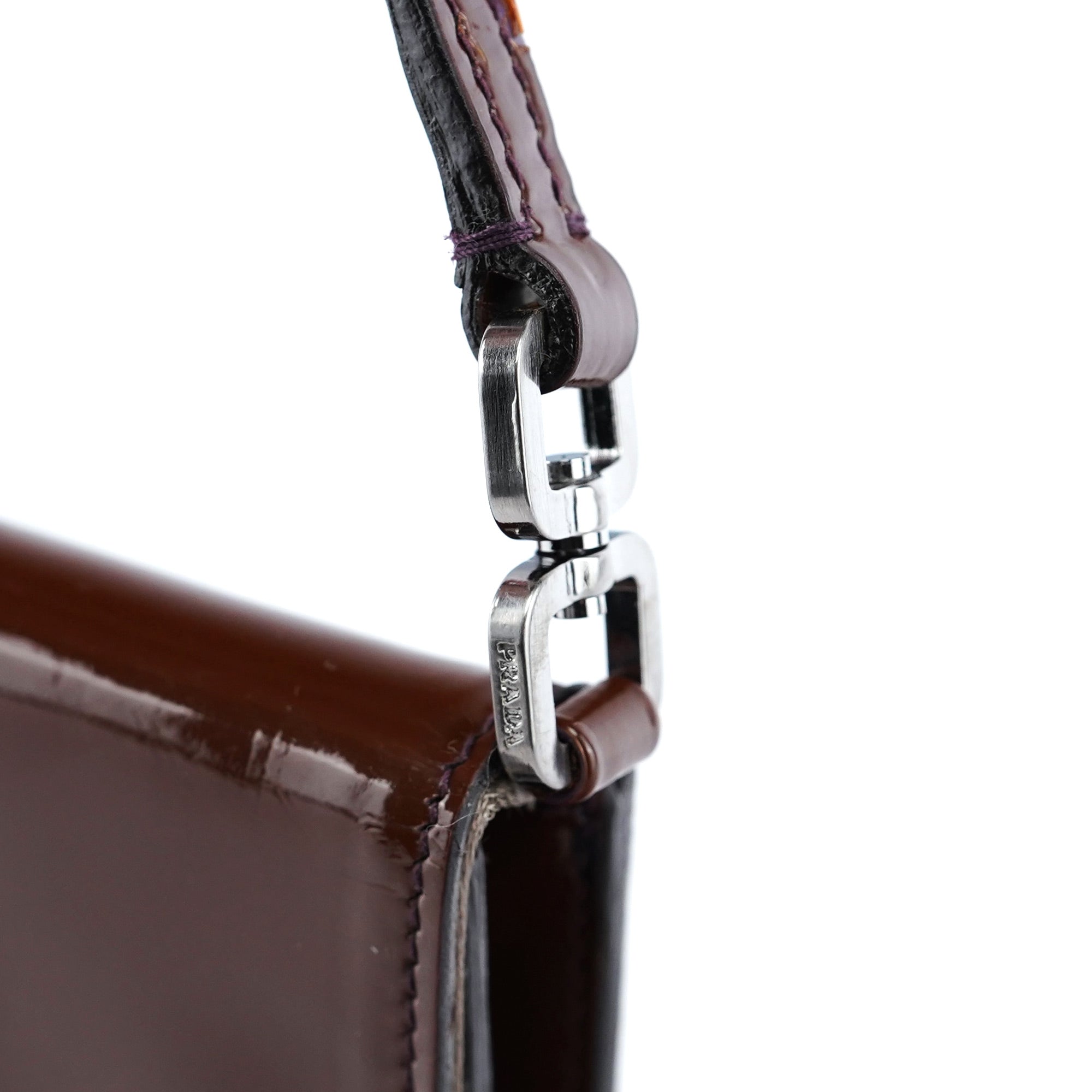 Prada Mini sac hobo Spazzolato en cuir verni marron