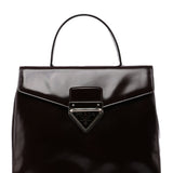 Prada Sac à poignée Spazzolato logo en cuir verni marron