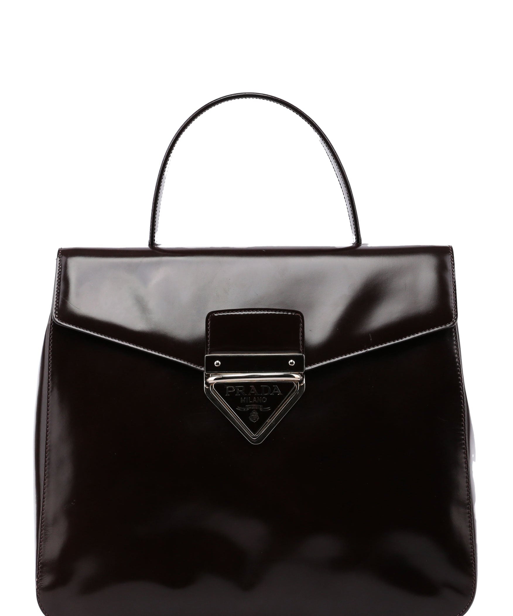 Prada Brown Spazzolato Top Handle Logo Bag